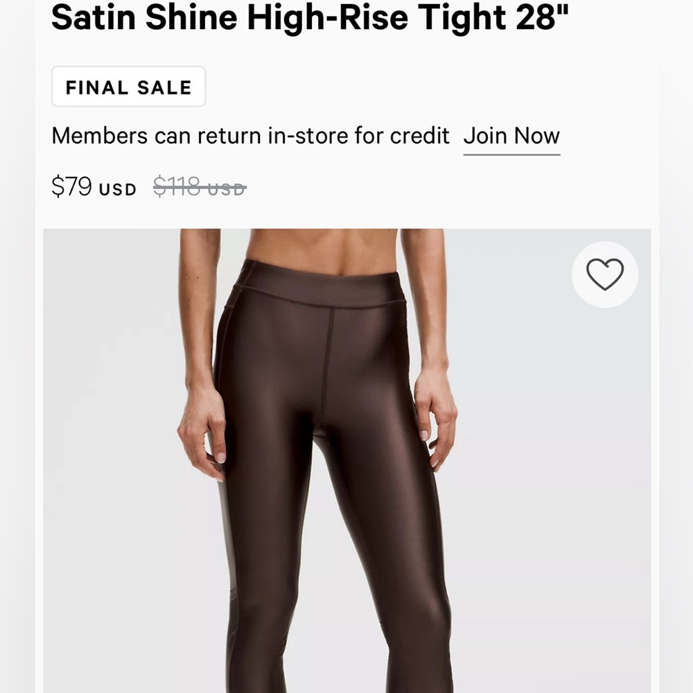 Lululemon shine size 4 brown espresso